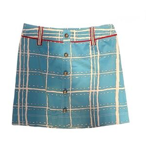 Etcetera Blue & White Abstract Print Mini Skirt EUC Size 12